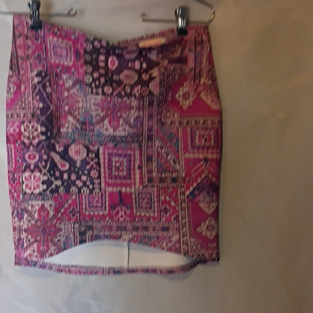 Women's Pink Patchwork-Print Pencil Skirt